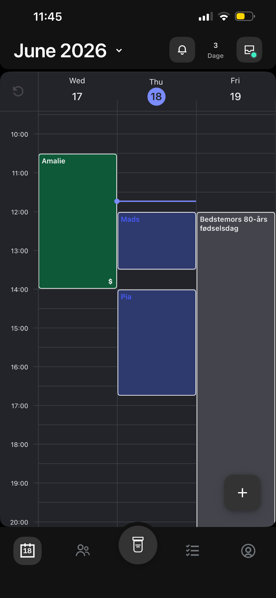Kalender i mørkt tema
