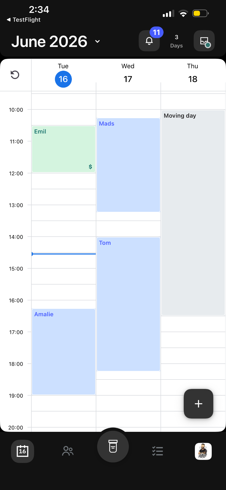 Kalender 3-dages visning