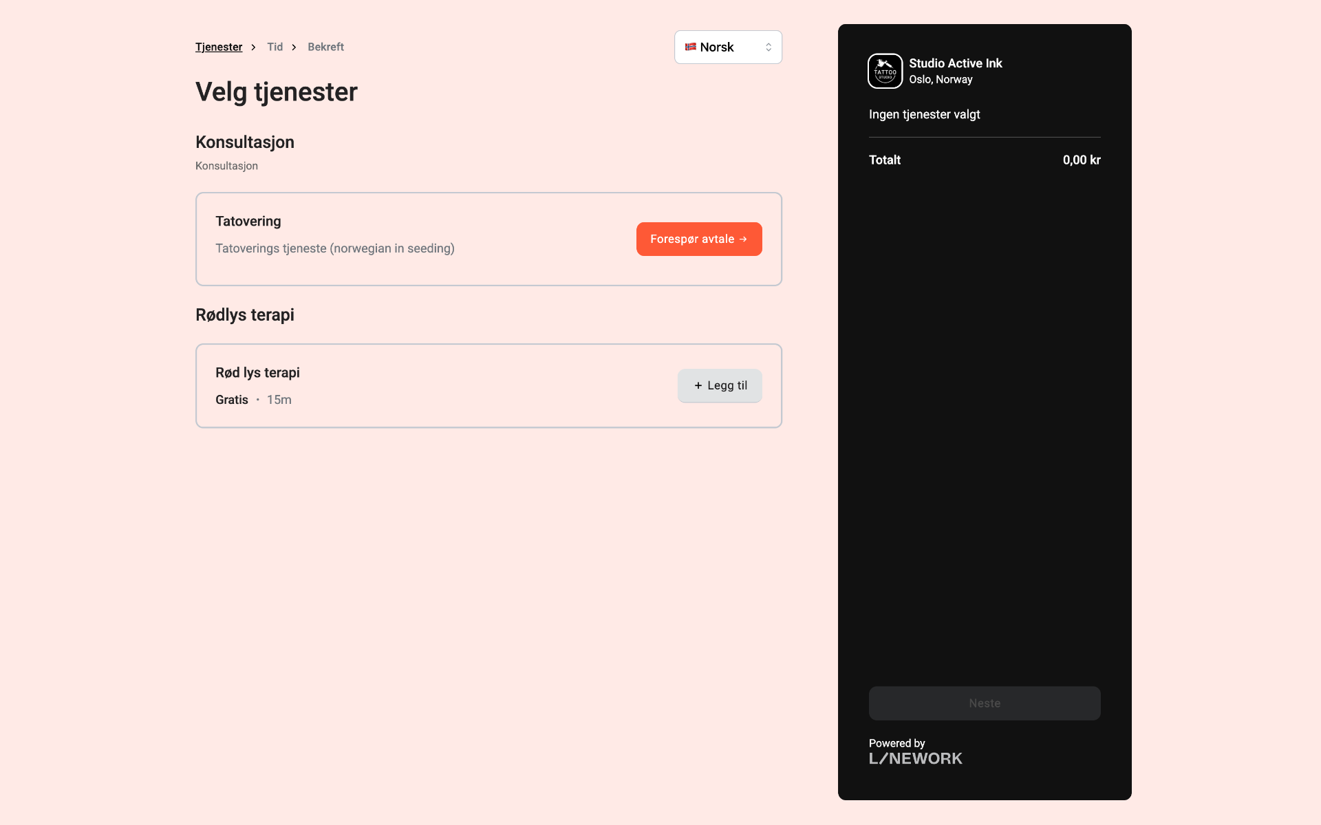 Online booking – vælg tjenester