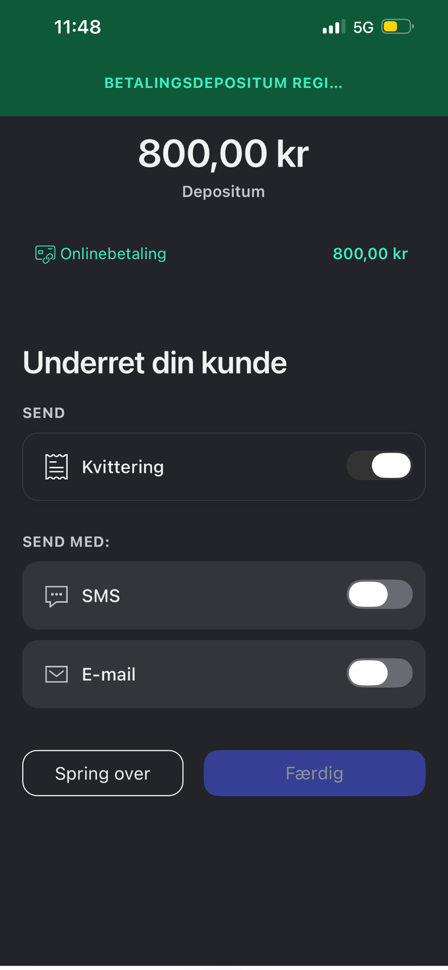 Depositum modtaget