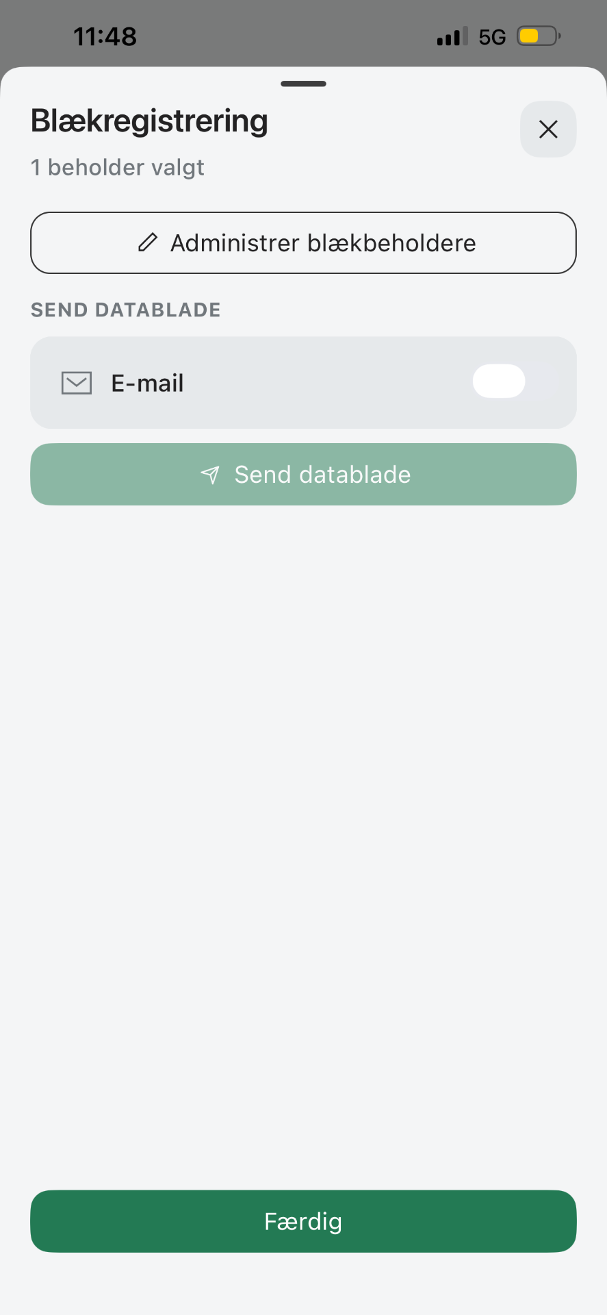 Send REACH-datablade til kunden