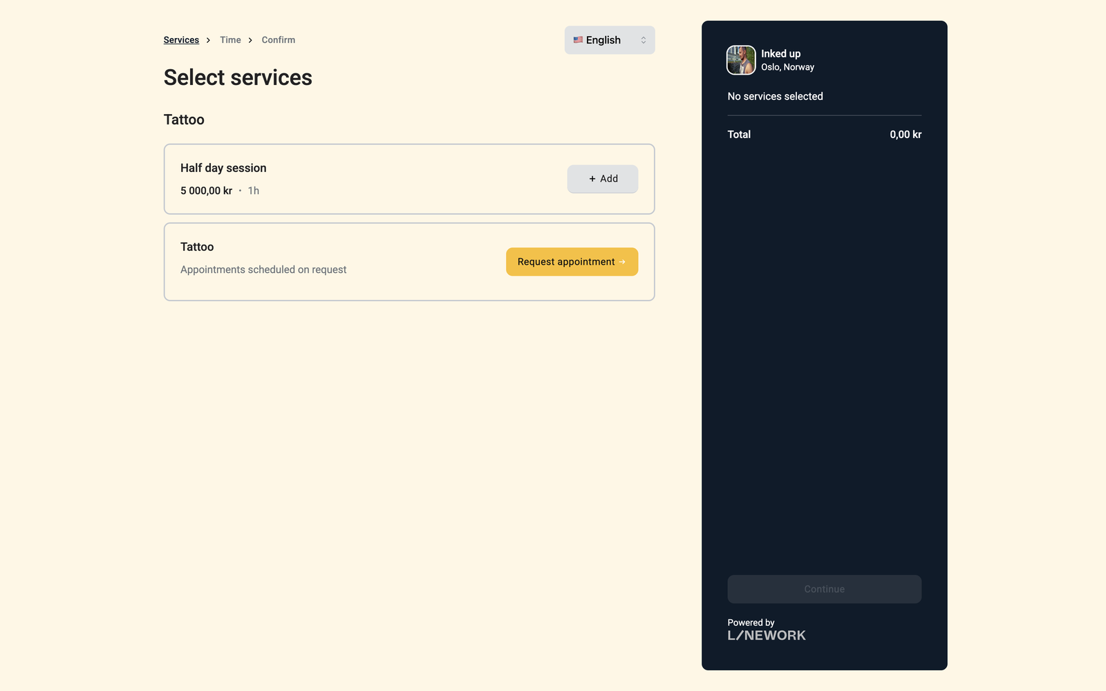 Online booking – vælg tjenester