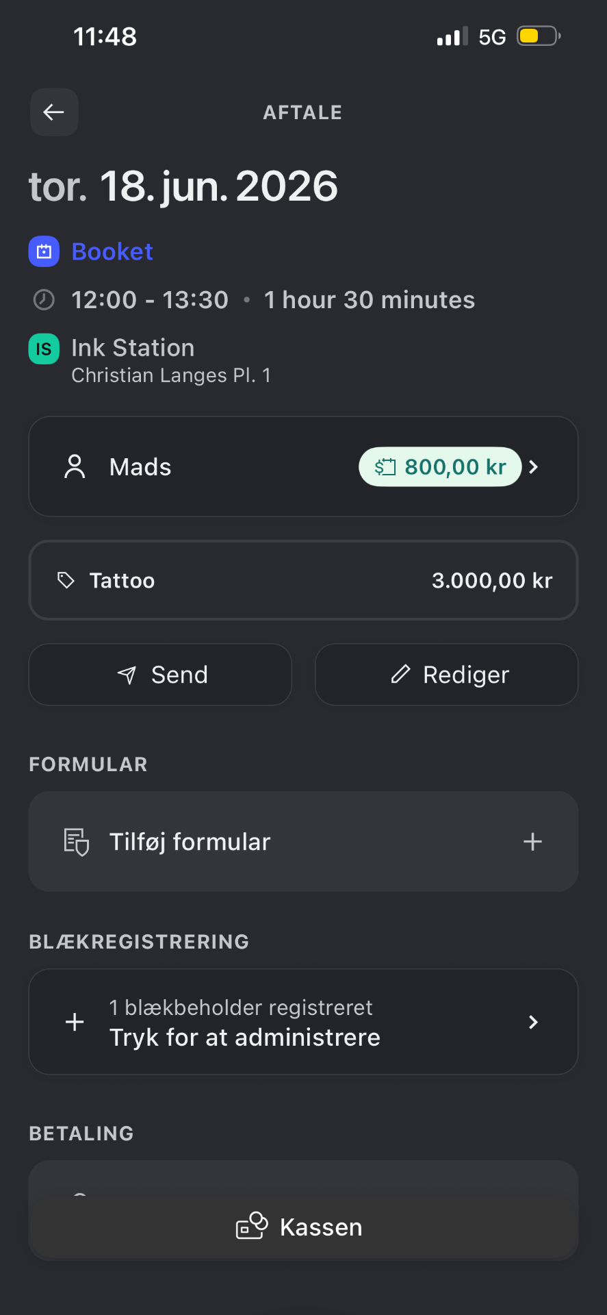 Aftaleoversigt med blækregistrering
